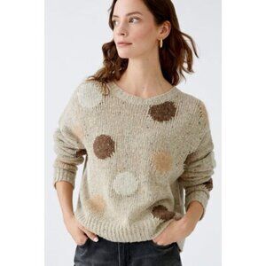 Oui Women's Alpaca Wool Blend Polka Dot Knitted Pullover Sweater Size 8